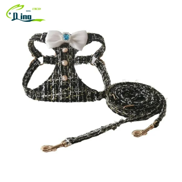 New Bowknot Button Pet Dog Harness Leash Set