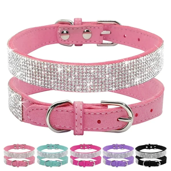 Dog Collar Crystal Glitter Rhinestone Pet Collars Zinc Alloy Buckle