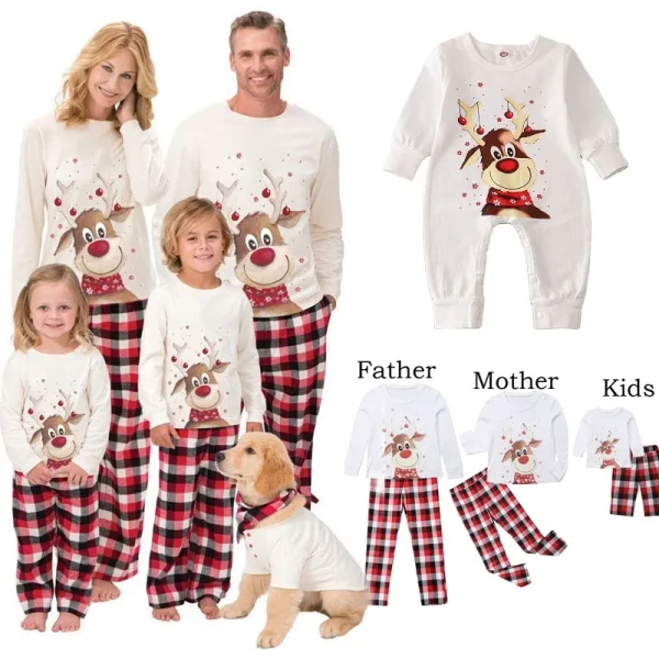 Family Matching Christmas Pajamas Sets Mother And Kids and pet