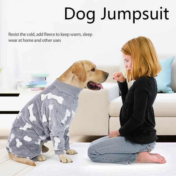 Flannel Dogs Pajamas Jumpsuit Four Legs